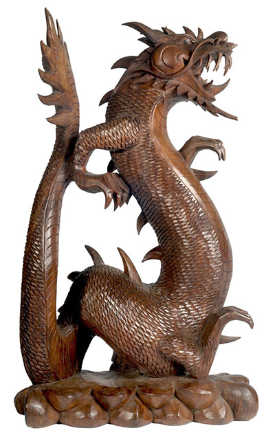 Wooden Dragon Standing 80Cm
